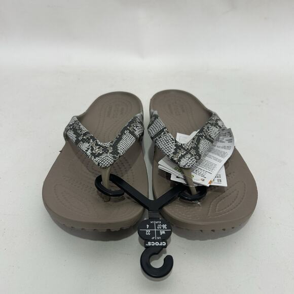 Crocs Kadee II Women's Flip-Flops “Tan Snakeskin” - Picture 2 of 6